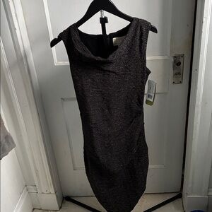 Arterier Nicole Miller Chic Black Dress gold woven into the fabric.